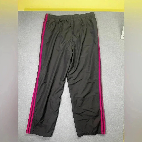 Adidas Fuchsia 3 Stripe Joggers Track Pants Womens L Comfy Running Workout 1260 - Picture 8 of 9